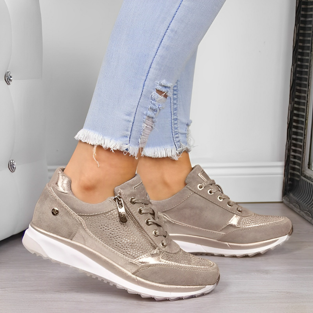 Dames Wedge Sneakers met Veters - Zijrits