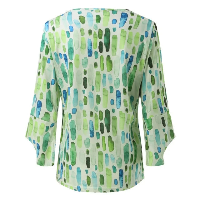 Blouse met V-hals en driekwart mouwen