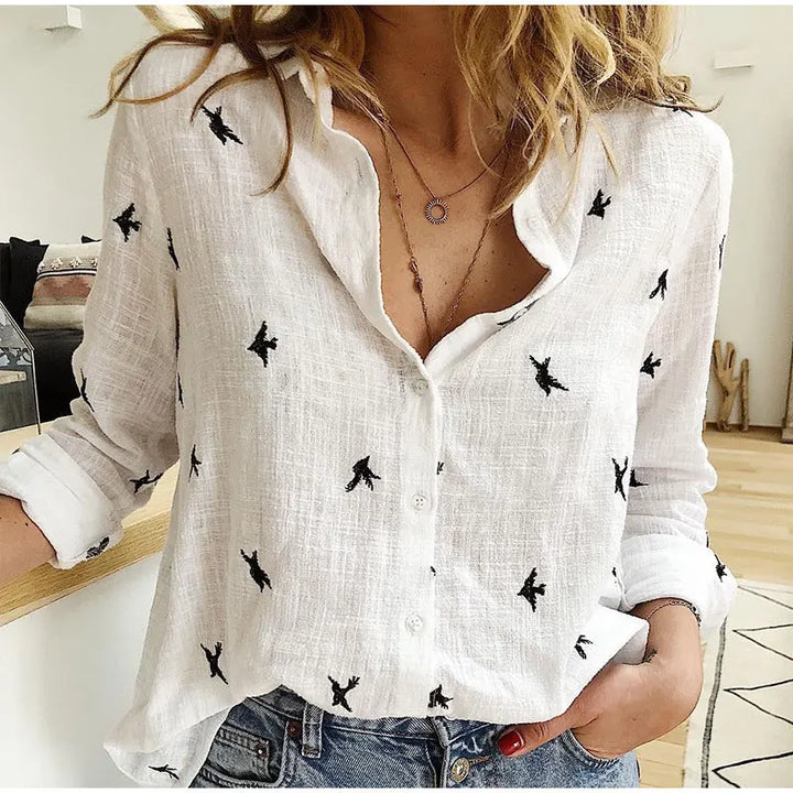 Blouse met knoopsluiting en lange mouwen