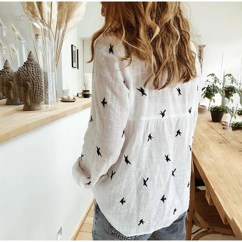 Blouse met knoopsluiting en lange mouwen