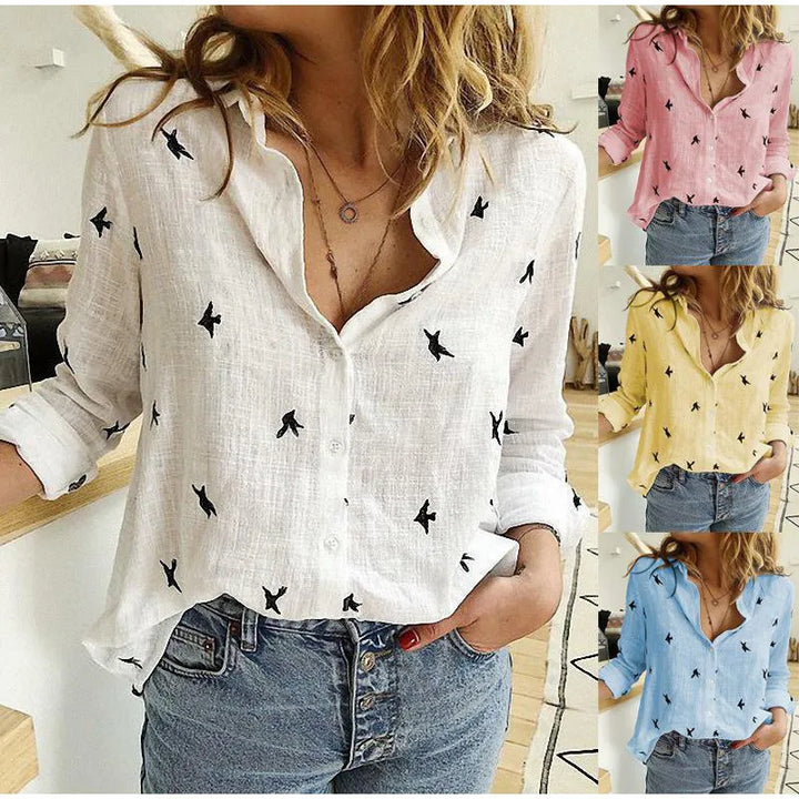 Blouse met knoopsluiting en lange mouwen