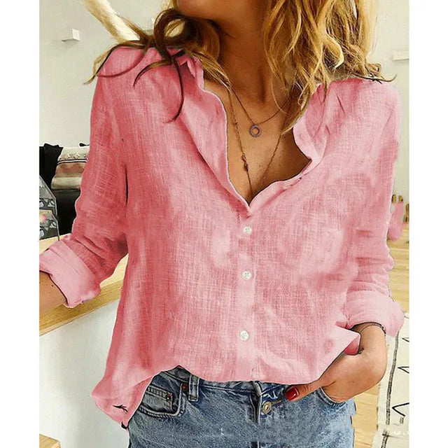 Blouse met knoopsluiting en lange mouwen