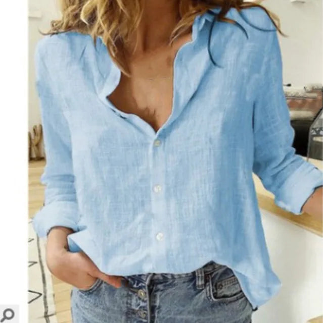 Blouse met knoopsluiting en lange mouwen