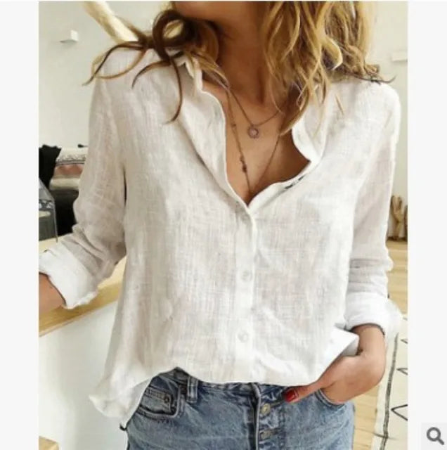 Blouse met knoopsluiting en lange mouwen
