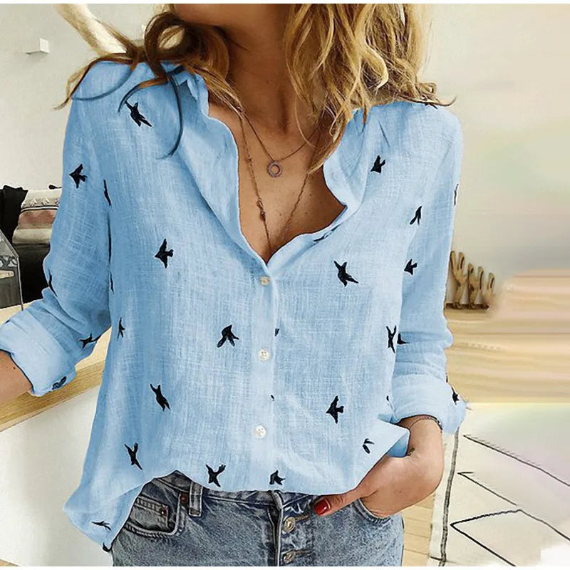 Blouse met knoopsluiting en lange mouwen