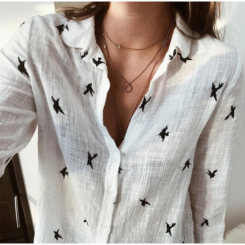 Blouse met knoopsluiting en lange mouwen