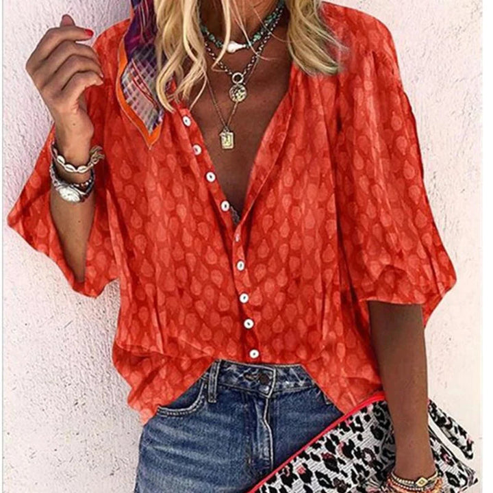 Blouse met korte mouwen en ronde hals