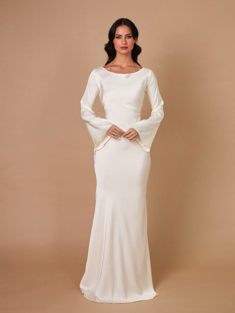 Dames Maxi Jurk met Lange Mouwen – Aansluitende Zeemeermin Silhouet Formele Jurk