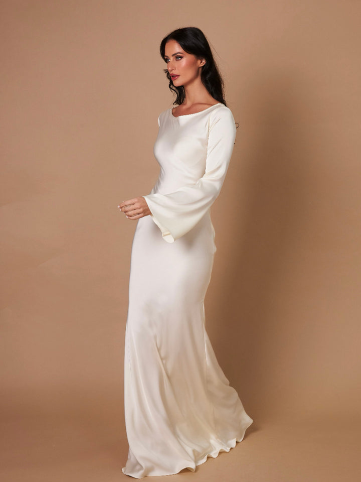 Dames Maxi Jurk met Lange Mouwen – Aansluitende Zeemeermin Silhouet Formele Jurk