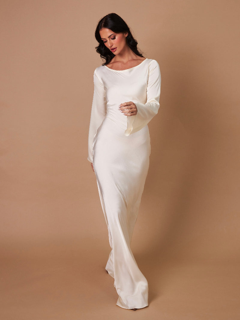 Dames Maxi Jurk met Lange Mouwen – Aansluitende Zeemeermin Silhouet Formele Jurk
