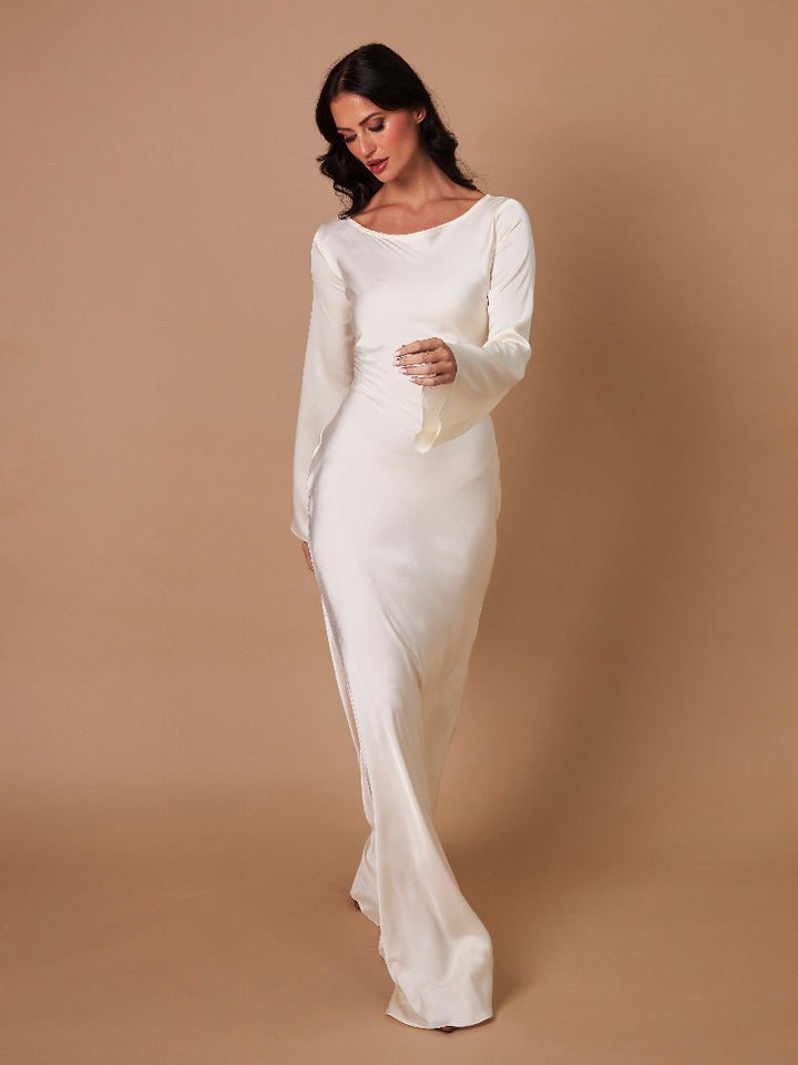 Dames Maxi Jurk met Lange Mouwen – Aansluitende Zeemeermin Silhouet Formele Jurk