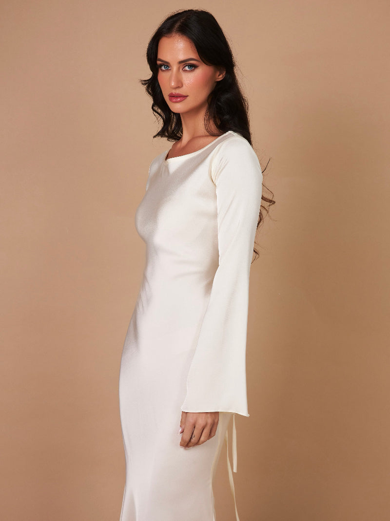 Dames Maxi Jurk met Lange Mouwen – Aansluitende Zeemeermin Silhouet Formele Jurk