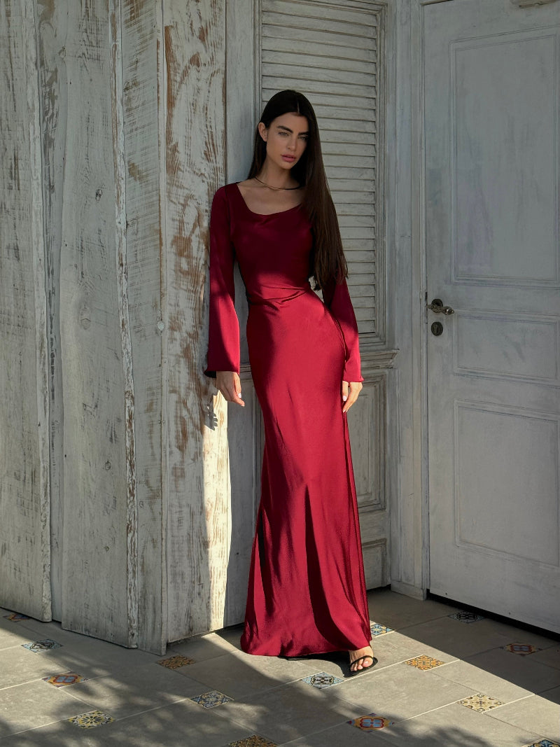 Dames Maxi Jurk met Lange Mouwen – Aansluitende Zeemeermin Silhouet Formele Jurk