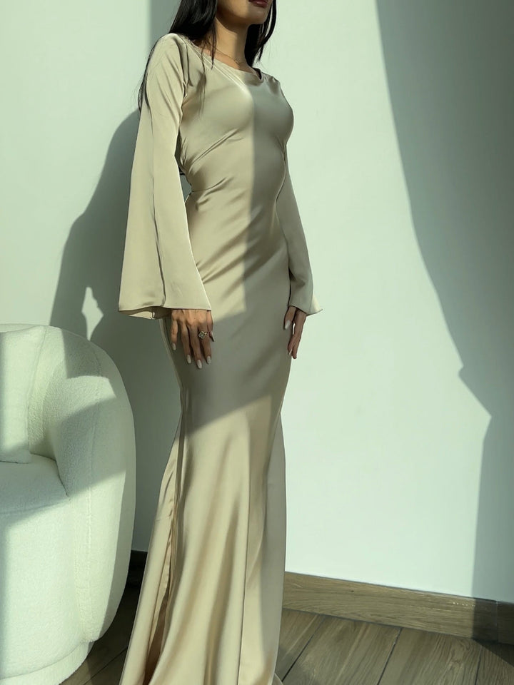 Dames Maxi Jurk met Lange Mouwen – Aansluitende Zeemeermin Silhouet Formele Jurk