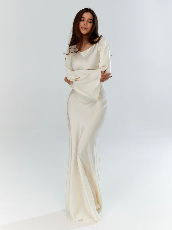 Dames Maxi Jurk met Lange Mouwen – Aansluitende Zeemeermin Silhouet Formele Jurk