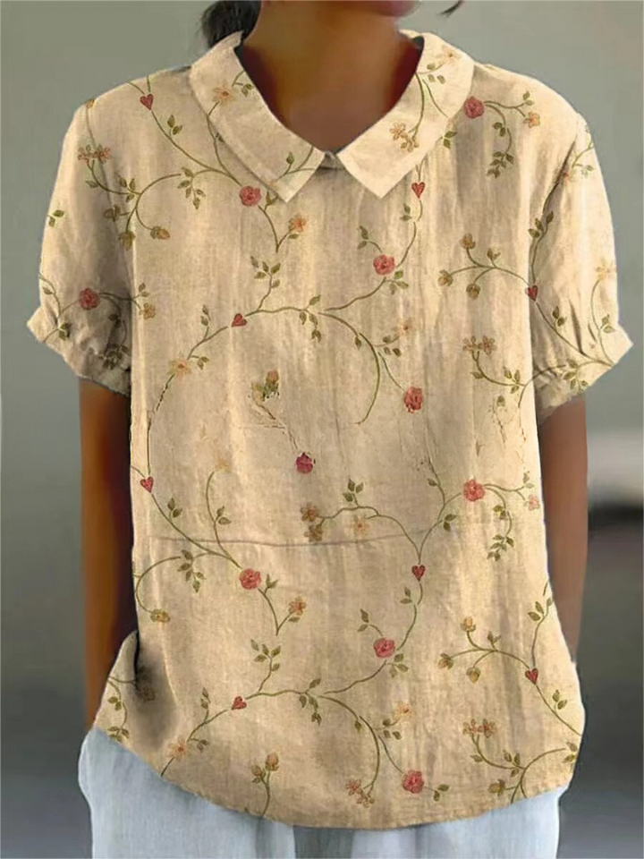Dames blouse met bloemenprint en korte mouwen