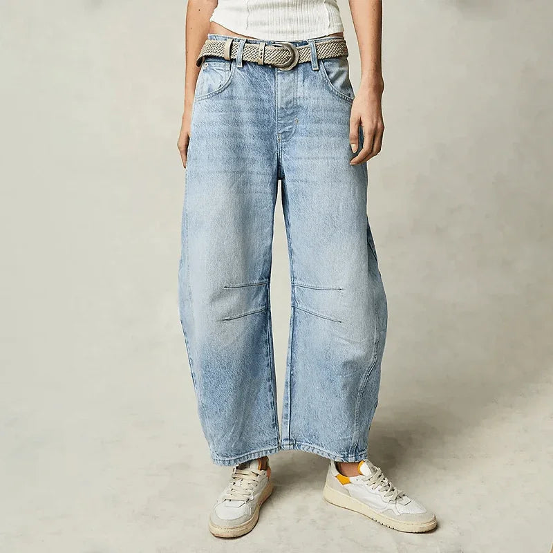 Dames Barrel Jeans - Middelhoge Taille en Cropped Lengte