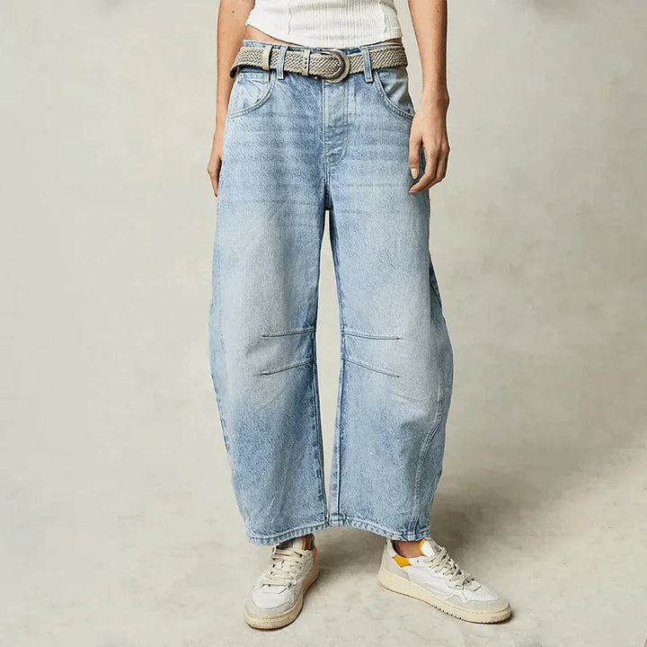 Dames Barrel Jeans - Middelhoge Taille en Cropped Lengte