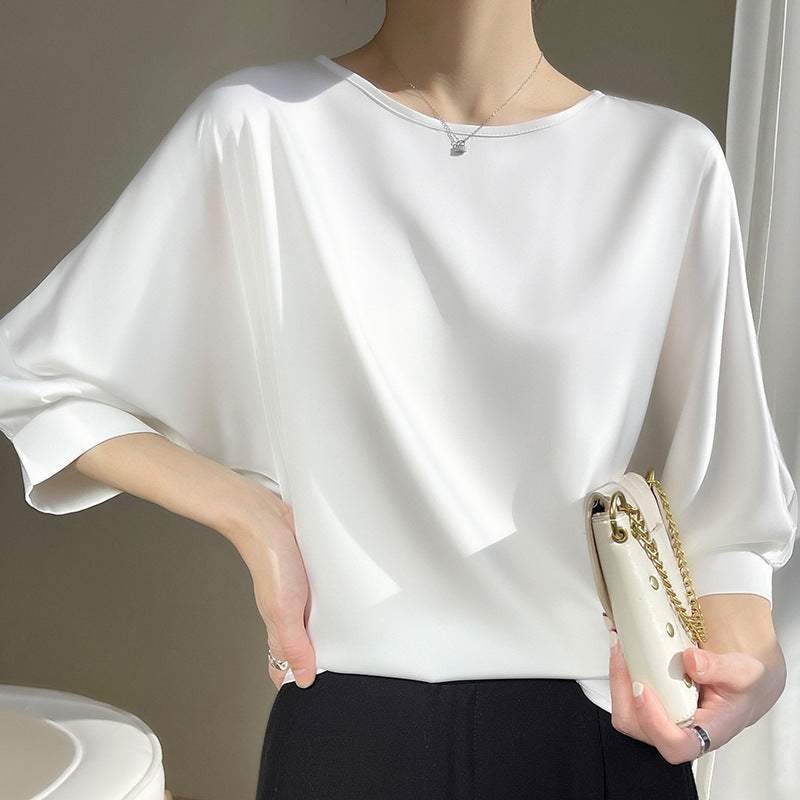 Dames Blouse met Boothals - Driekwart Mouwen