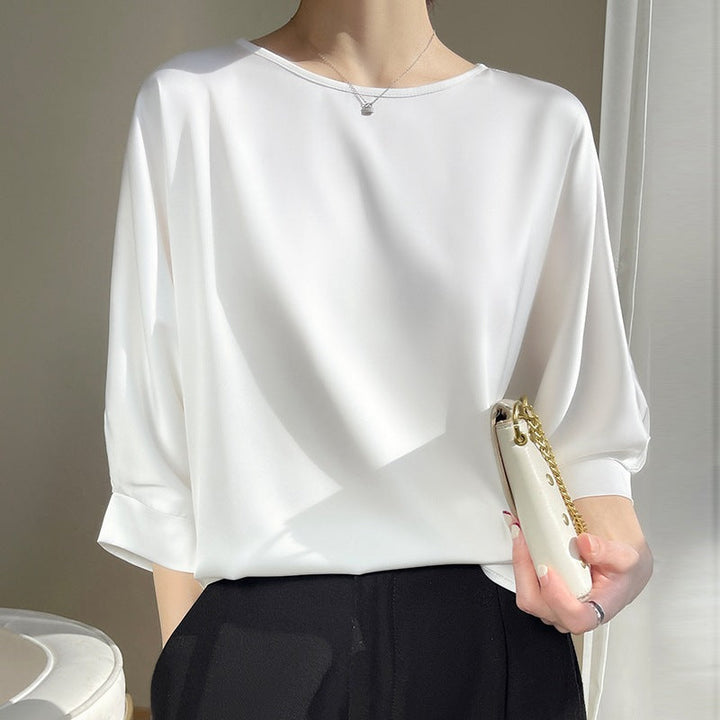 Dames Blouse met Boothals - Driekwart Mouwen