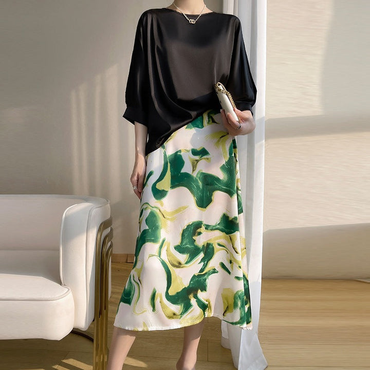 Dames Blouse met Boothals - Driekwart Mouwen
