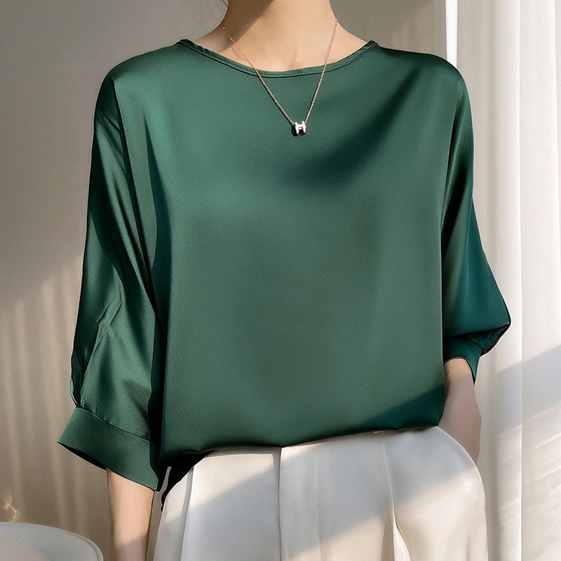 Dames Blouse met Boothals - Driekwart Mouwen