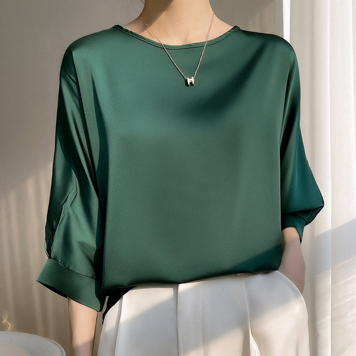 Dames Blouse met Boothals - Driekwart Mouwen