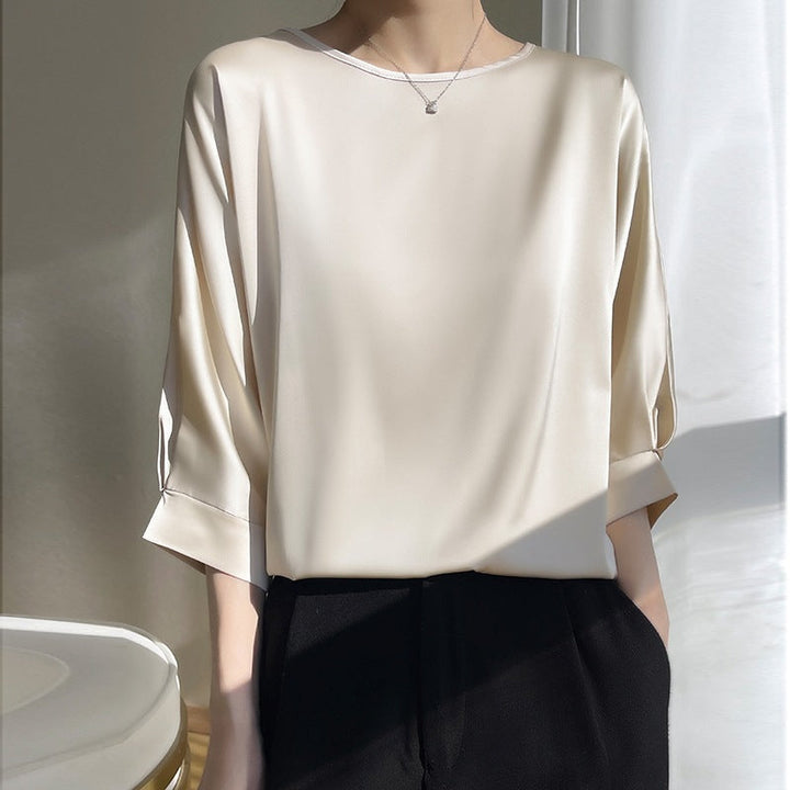 Dames Blouse met Boothals - Driekwart Mouwen