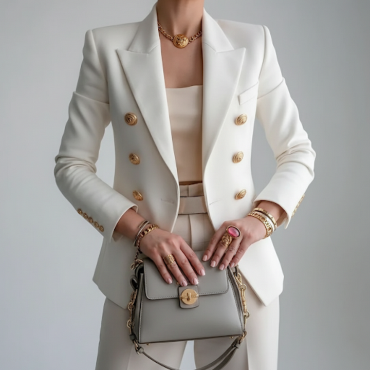 Dames Dubbelrijige Blazer - Blazer met Spitse Revers