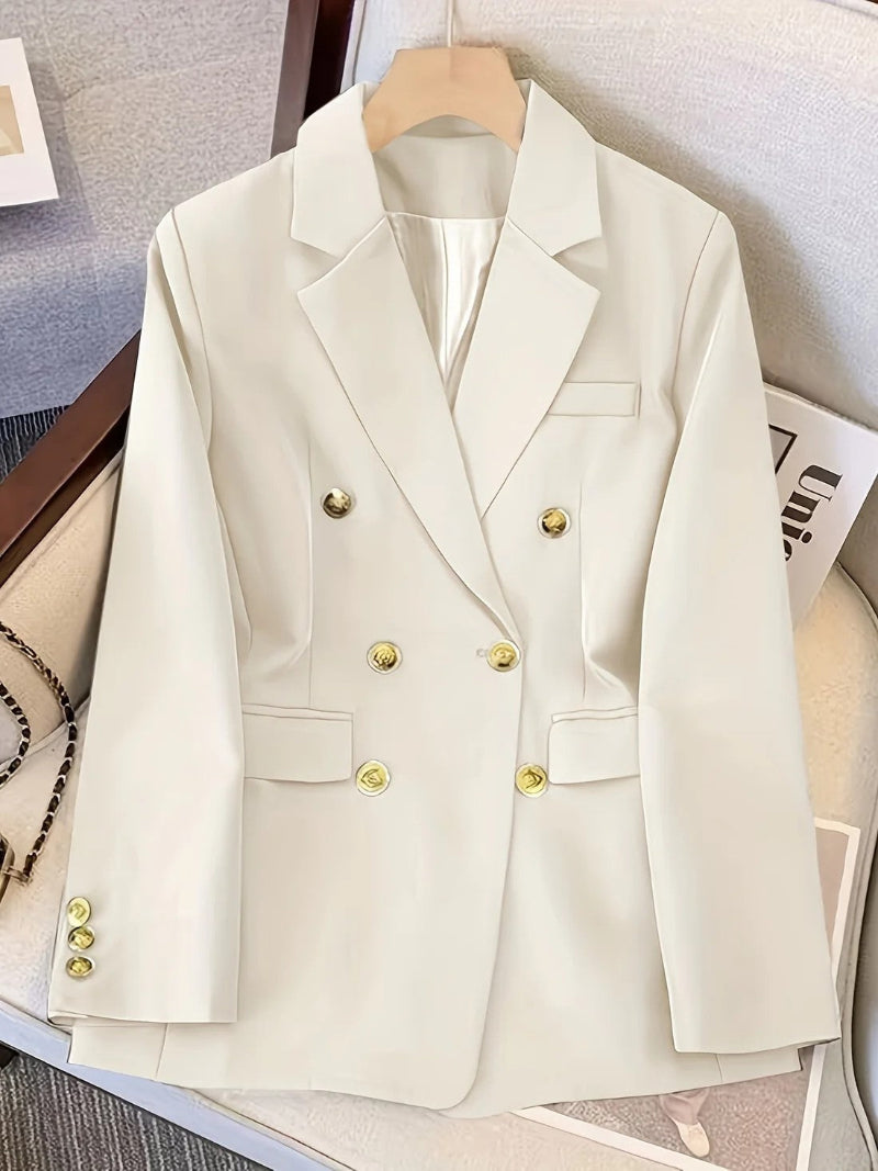 Dames Dubbelrijige Blazer - Reverskraag met Ton-sur-Ton Knopen