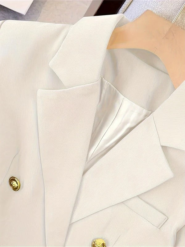 Dames Dubbelrijige Blazer - Reverskraag met Ton-sur-Ton Knopen
