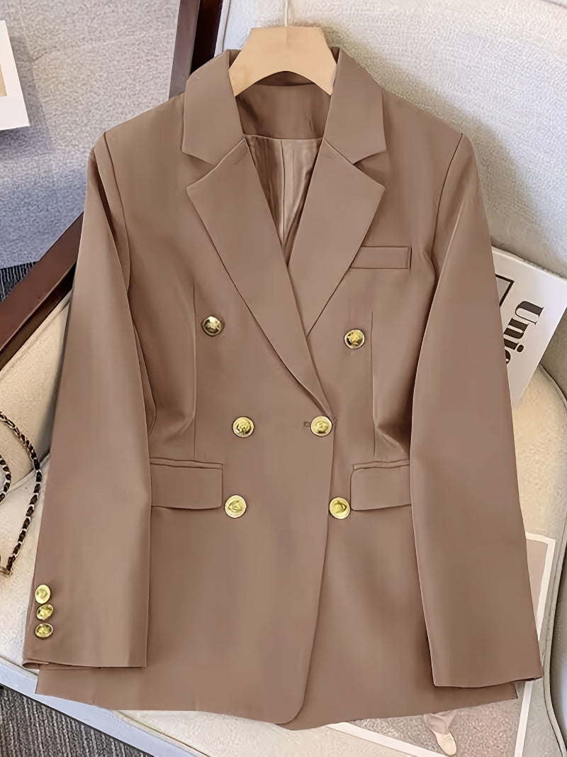 Dames Dubbelrijige Blazer - Reverskraag met Ton-sur-Ton Knopen