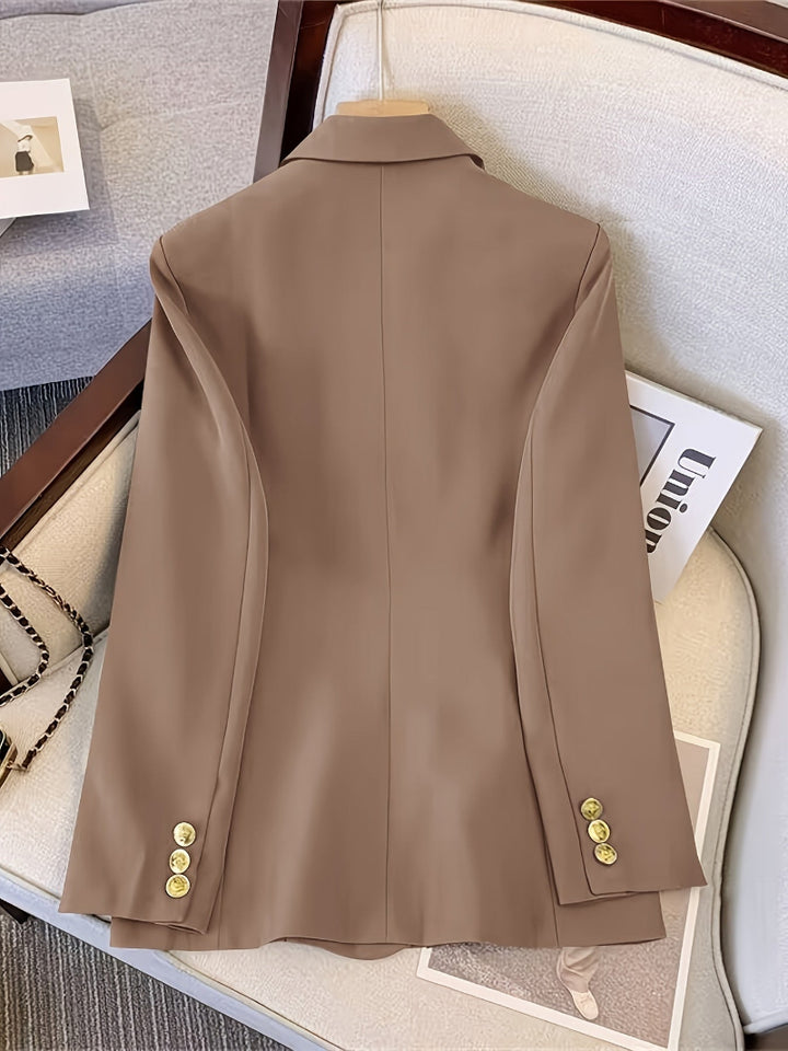 Dames Dubbelrijige Blazer - Reverskraag met Ton-sur-Ton Knopen