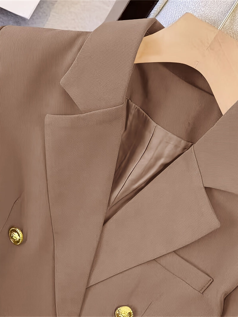 Dames Dubbelrijige Blazer - Reverskraag met Ton-sur-Ton Knopen