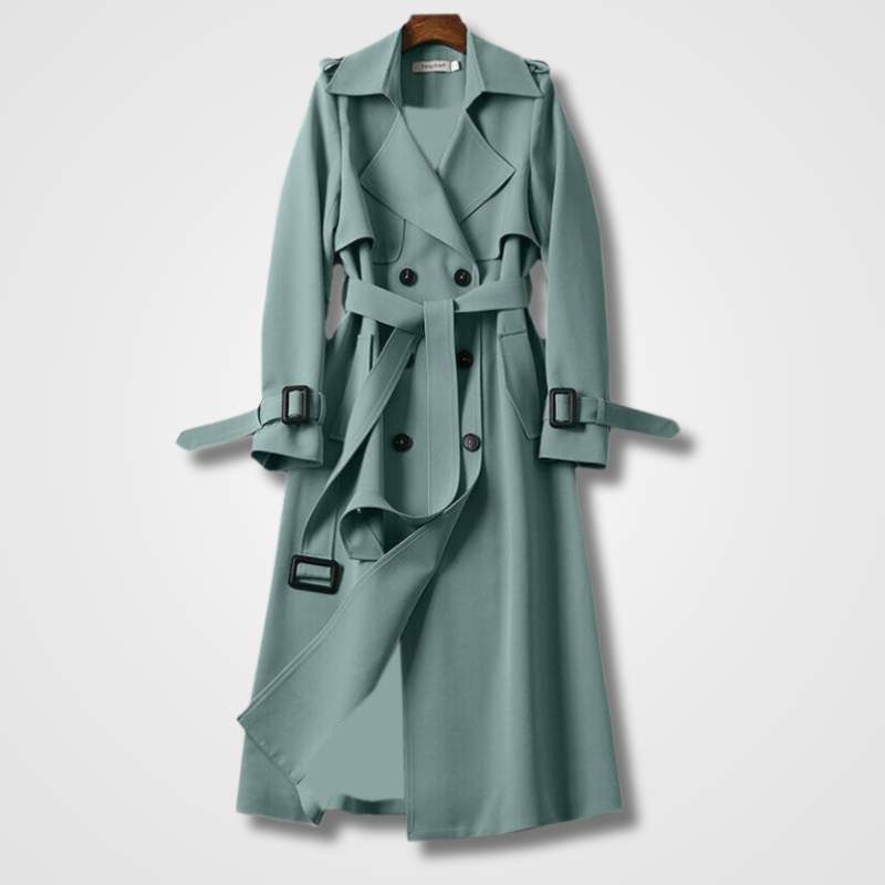 Dames Dubbelrijige Trenchcoat - Midi Lengte met Ceintuur