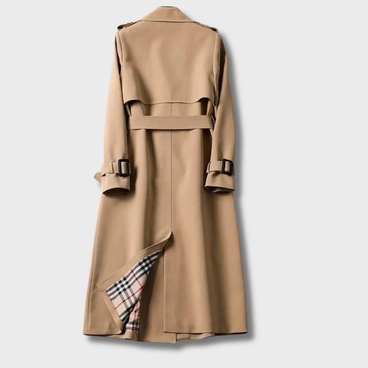 Dames Dubbelrijige Trenchcoat - Midi Lengte met Ceintuur