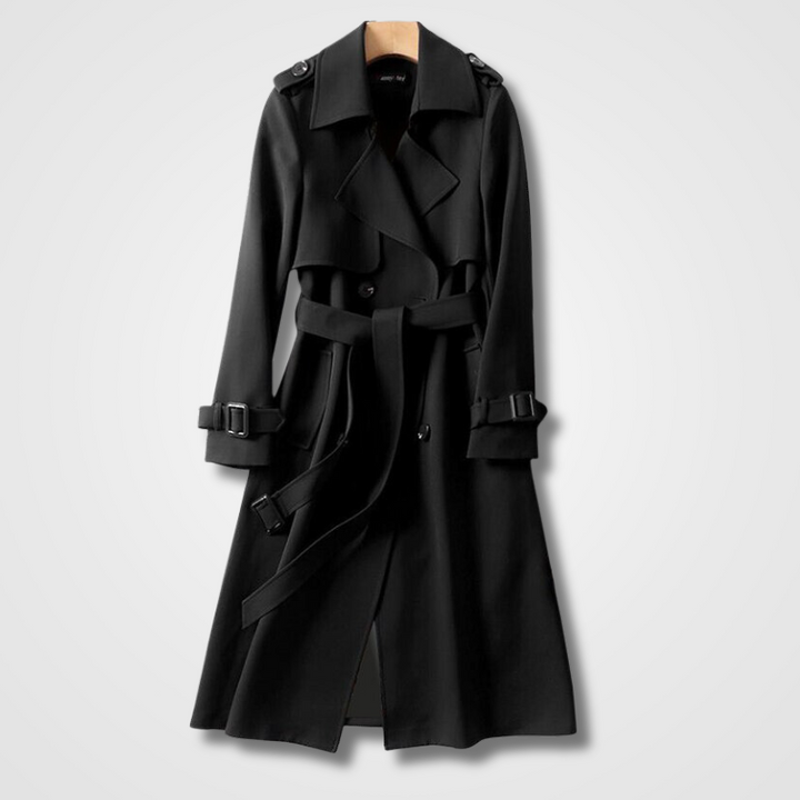 Dames Dubbelrijige Trenchcoat - Midi Lengte met Ceintuur