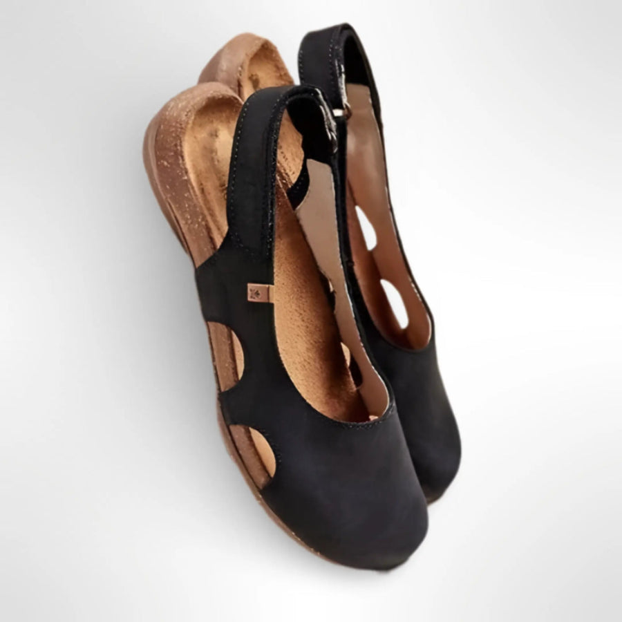 Dames Gesloten Teen Slingback Platte schoenen - Uitgesneden Zijkant Voetbed