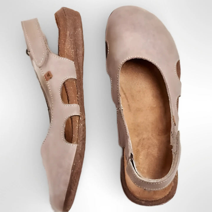 Dames Gesloten Teen Slingback Platte schoenen - Uitgesneden Zijkant Voetbed