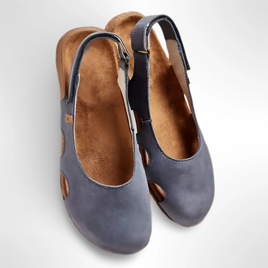 Dames Gesloten Teen Slingback Platte schoenen - Uitgesneden Zijkant Voetbed
