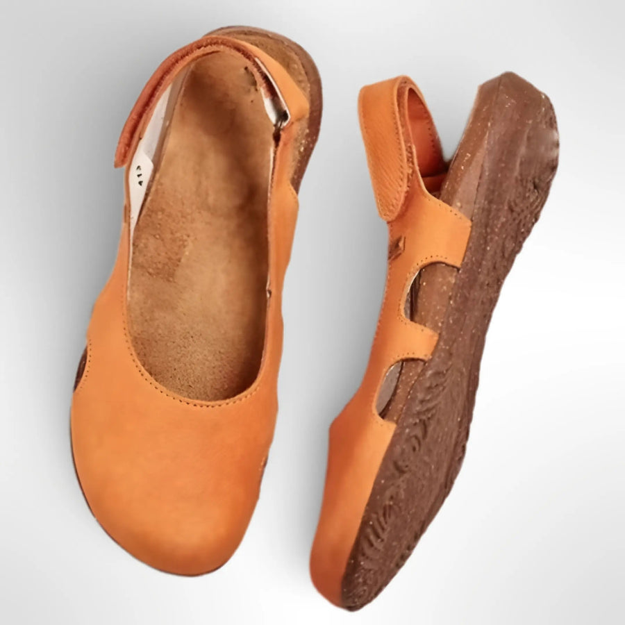 Dames Gesloten Teen Slingback Platte schoenen - Uitgesneden Zijkant Voetbed