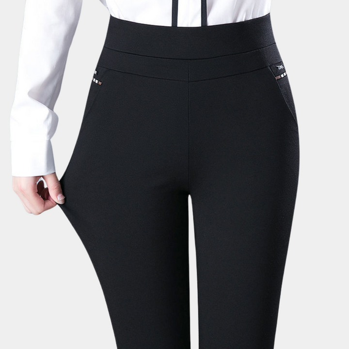 Dames Hoge Taille Broek - Streep en Effen