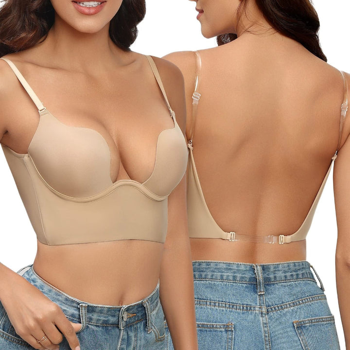 Dames Longline Push-Up Beha - Diepe Uitsnijding en Rugloos