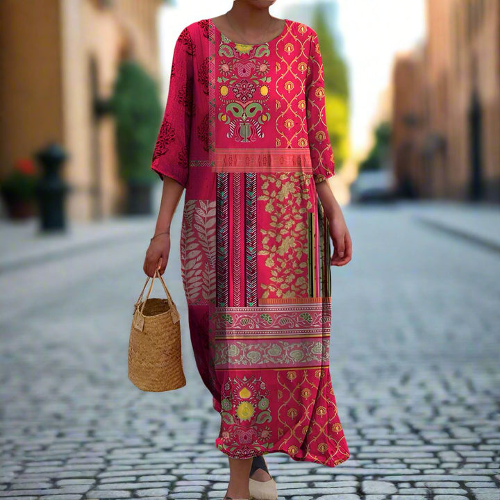 Dames Maxi Jurk met Print - Ronde Hals