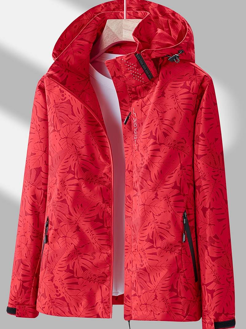 Dames Outdoor Jas met Capuchon en Ritssluiting - Bladprint