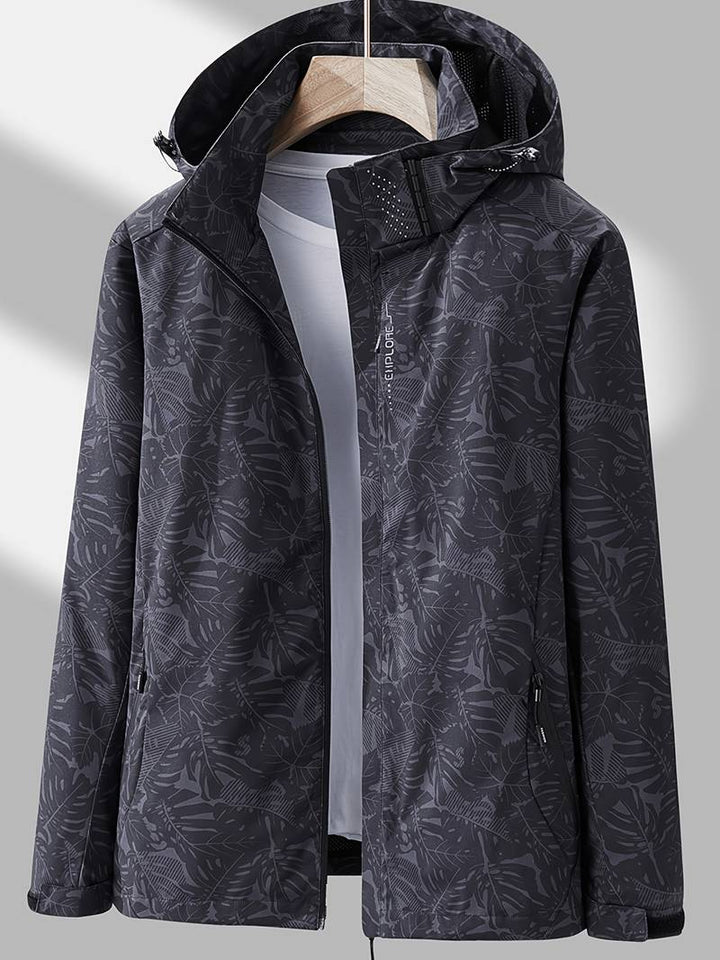 Dames Outdoor Jas met Capuchon en Ritssluiting - Bladprint