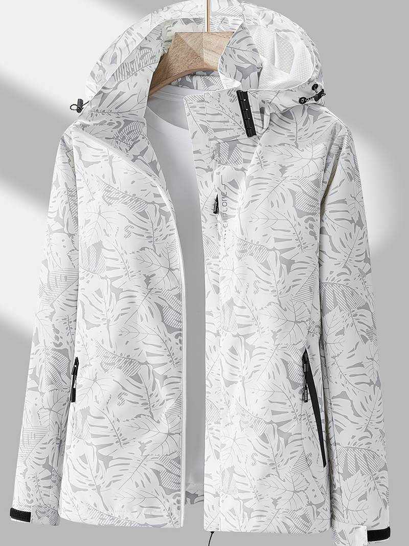 Dames Outdoor Jas met Capuchon en Ritssluiting - Bladprint