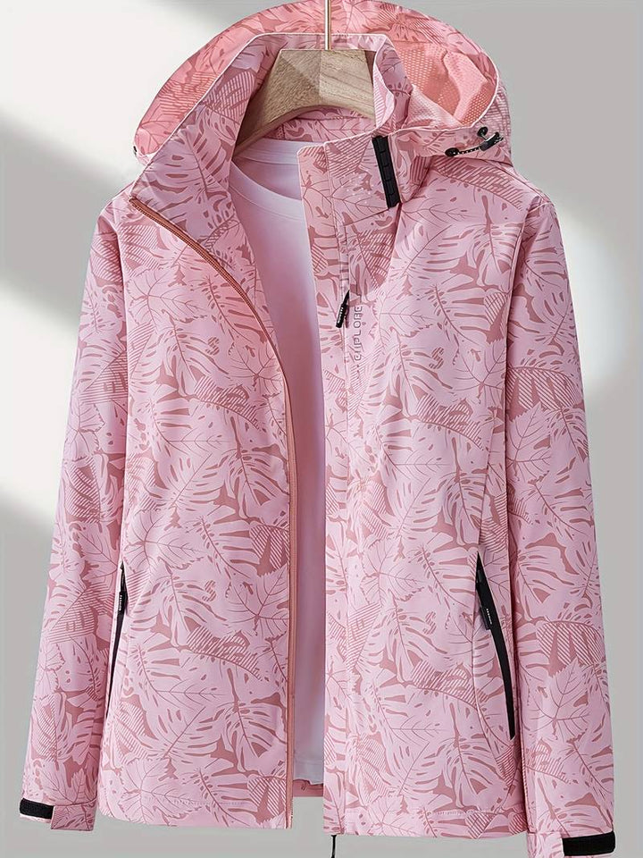 Dames Outdoor Jas met Capuchon en Ritssluiting - Bladprint