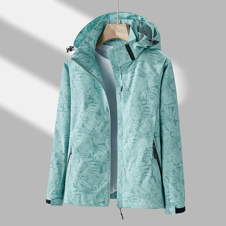 Dames Outdoor Jas met Capuchon en Ritssluiting - Bladprint