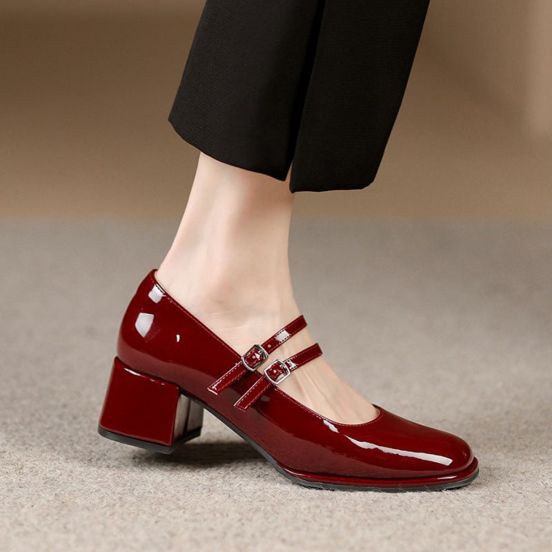 Dames Sandalen met Hak - Dubbele Bandjes en Blokhak